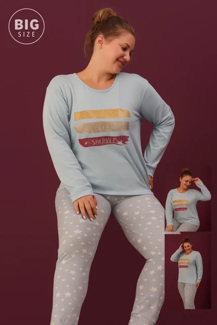 Elitol Büyük Beden Kadın Penye Pijama Takımı